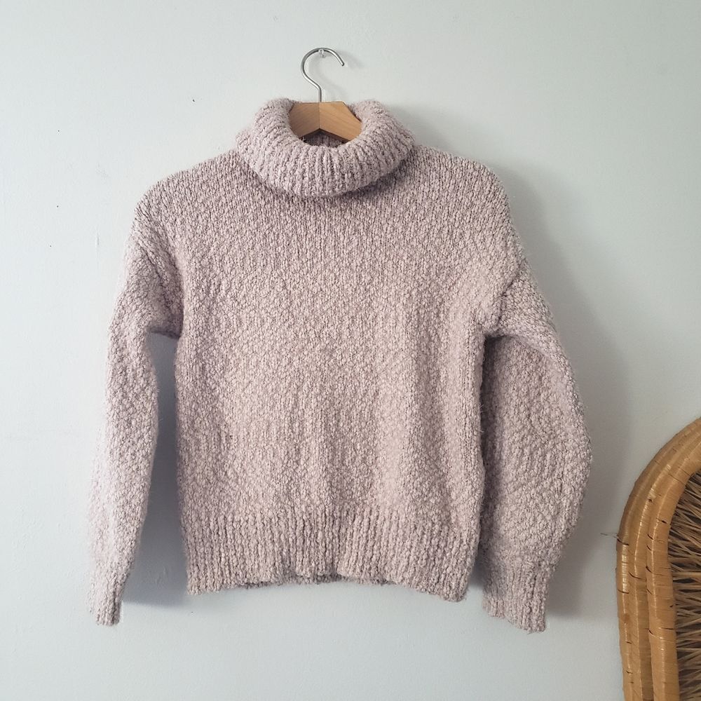 Yes Lola Plush Pink Knit Turtleneck Sweater S